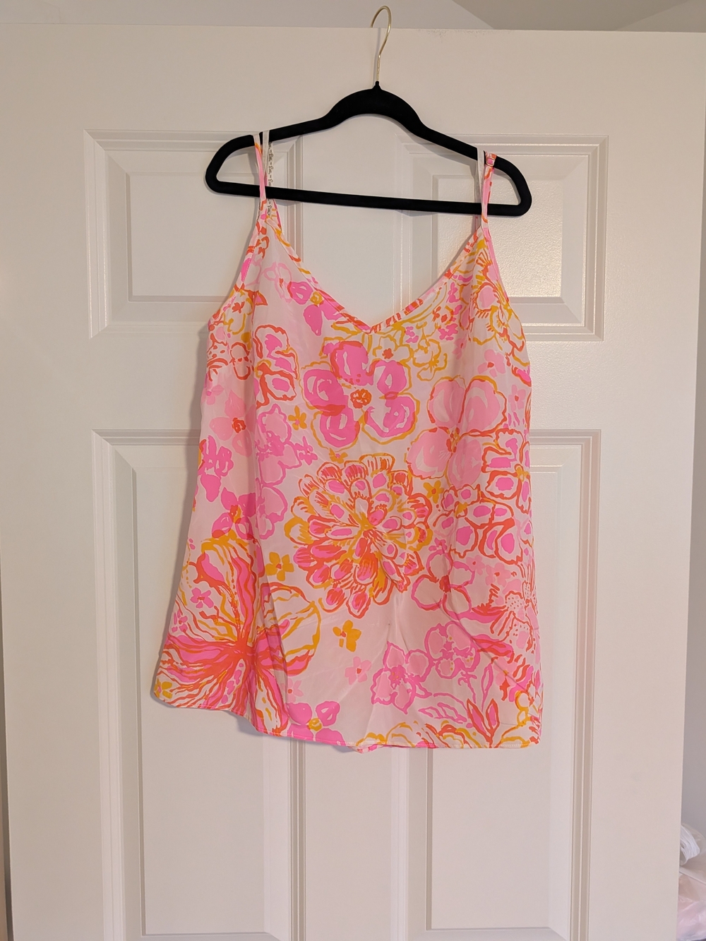 Lilly Pulitzer Zoe Silk Camisole "Happiness Is" size Large